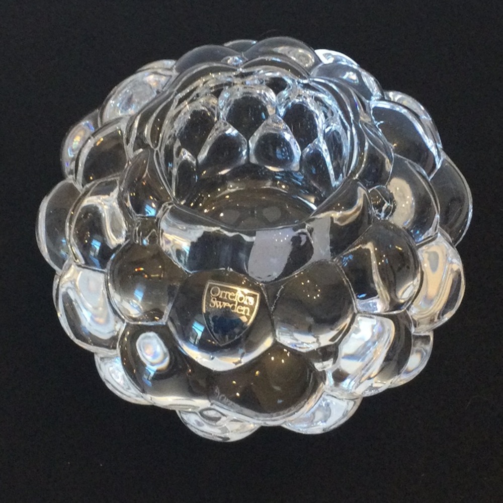 Orrefors “raspberry” Swedish crystal votive holder- M